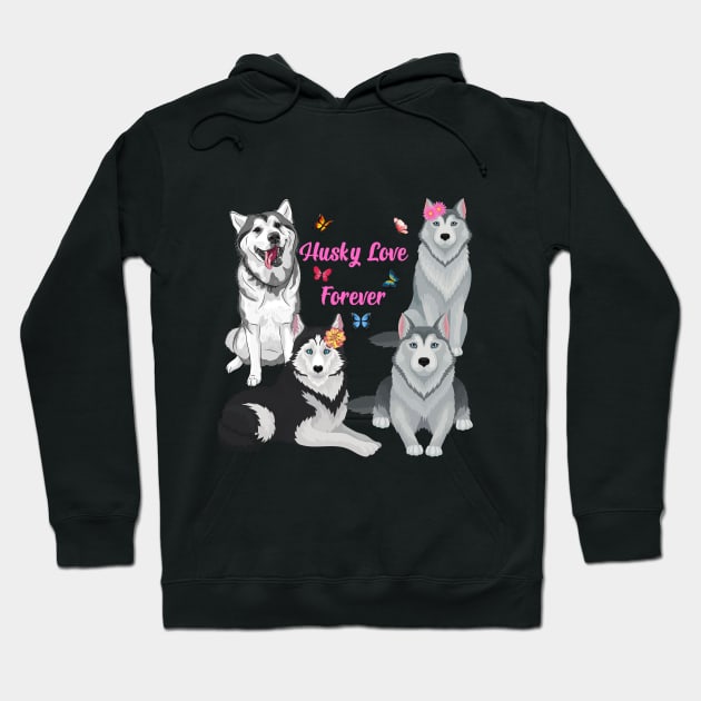 Husky Love Forever Hoodie by Flower Queen